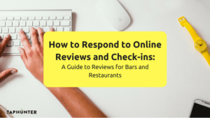 promo image for a blog post about responding to online reviews and check ins for bars and restaurants