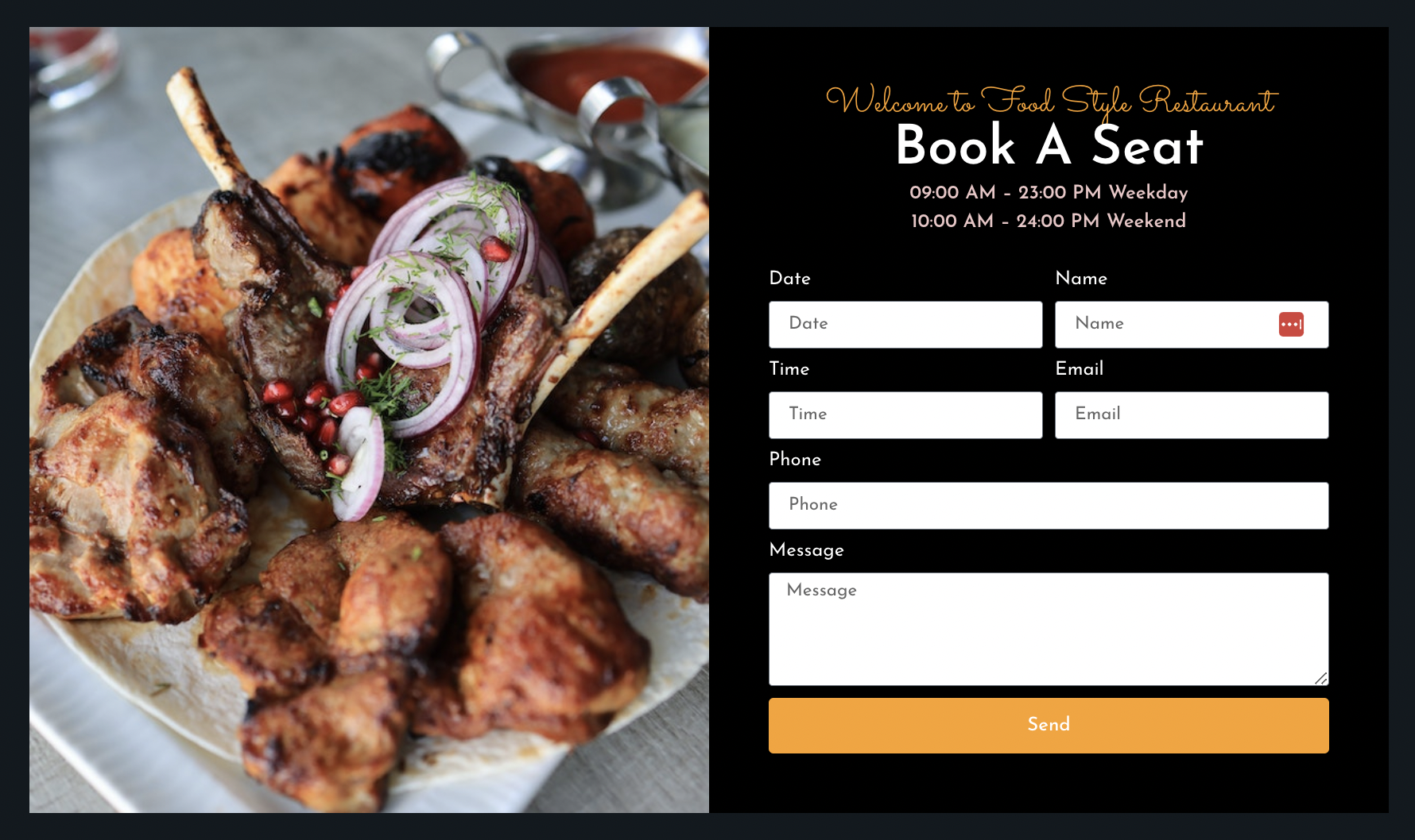 image of food and reservation option
