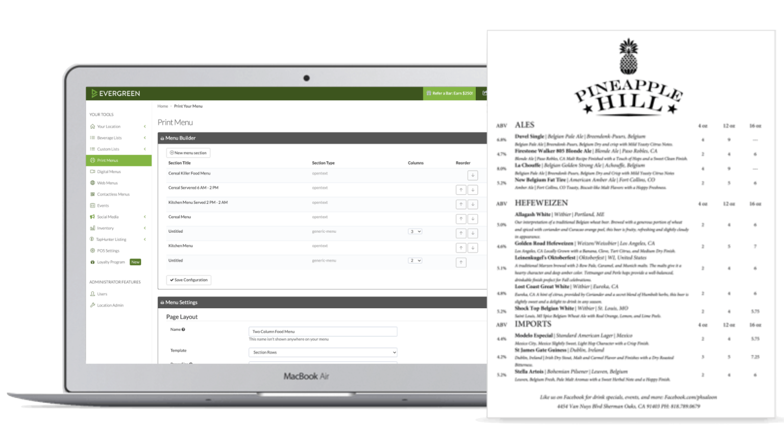 Restaurant Print Menu Design Software & Templates | Evergreen