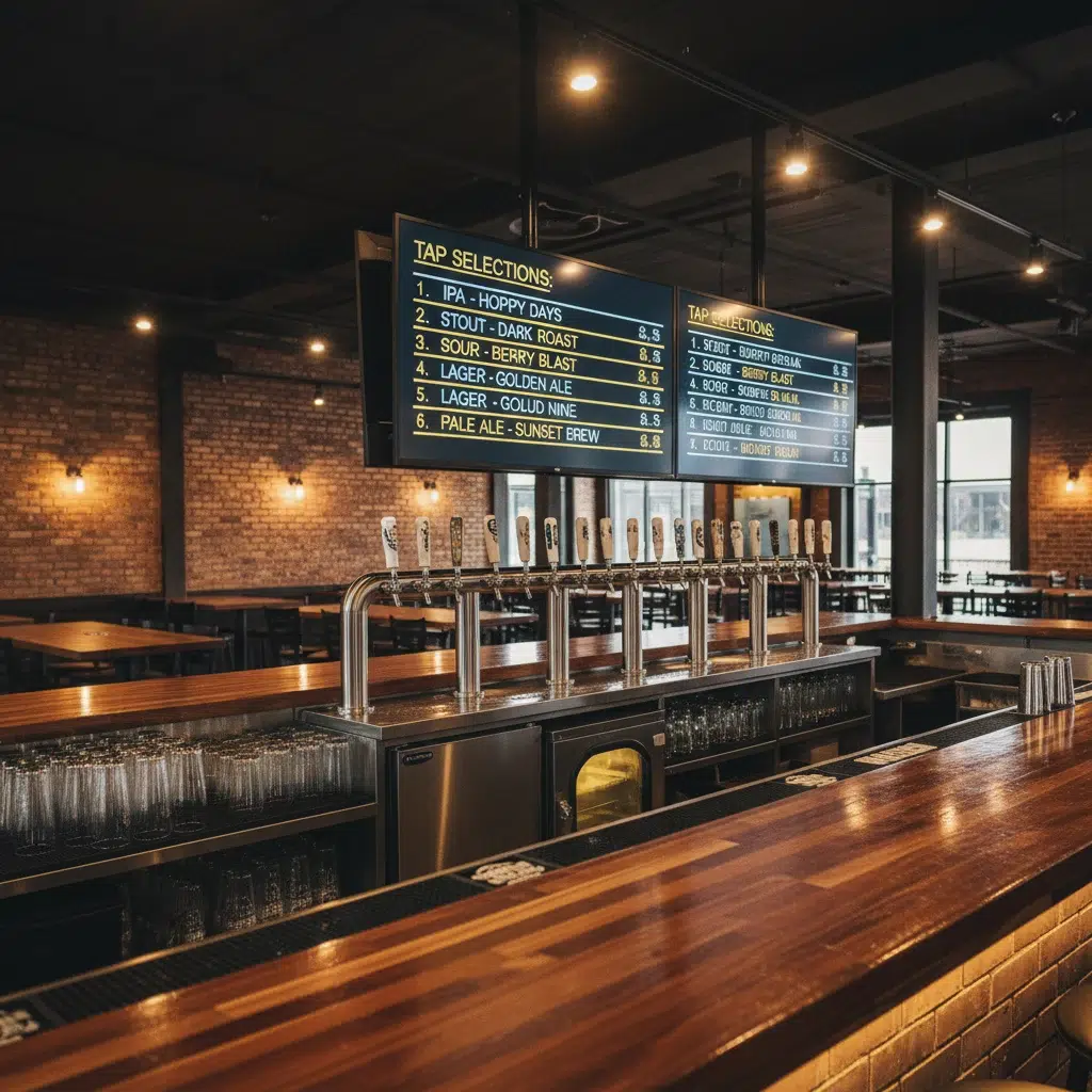 Bar with tap handles and digital display to increase revenue