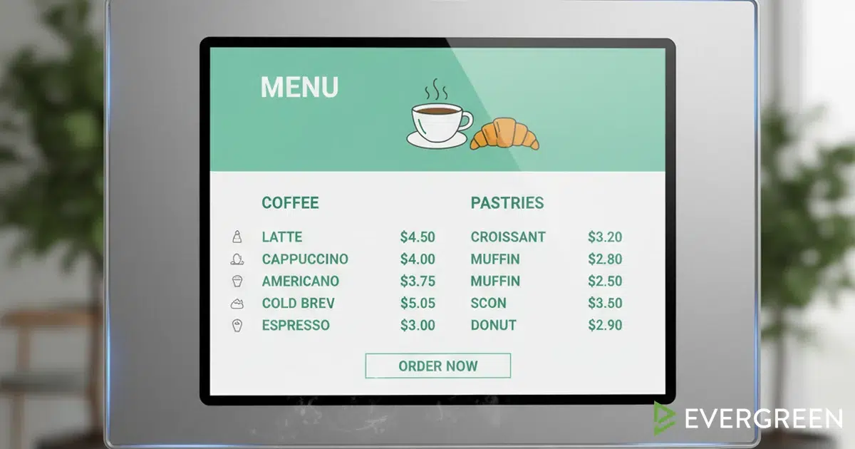digital menu board coffee shop screen software interface
