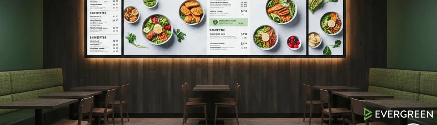 Digital signage restaurant ROI calculator — Start Free Trial or Book a Demo with Evergreen HQ