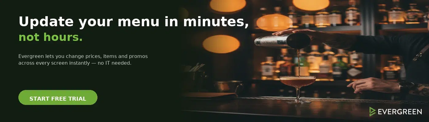 Increase bar revenue with Evergreen digital menu software - Book a Demo