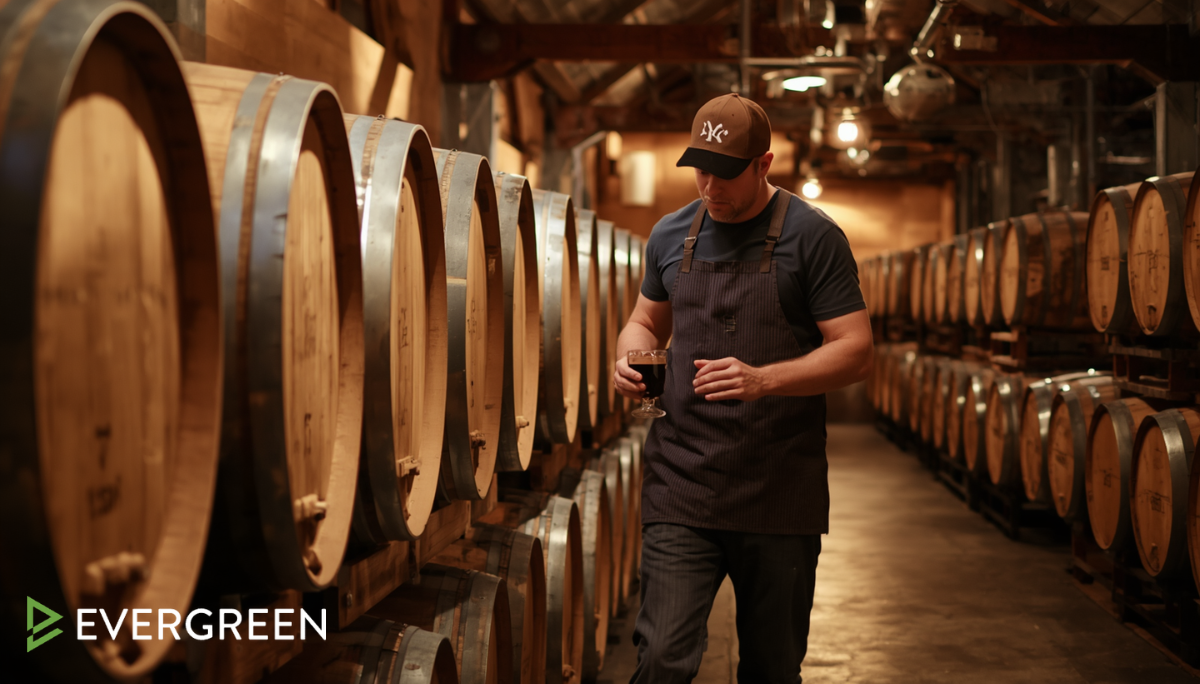 craft brewery featuring barrel-aged beer production