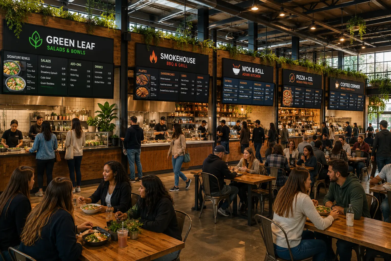 Digital Menu Boards for Event Food Halls | Evergreen