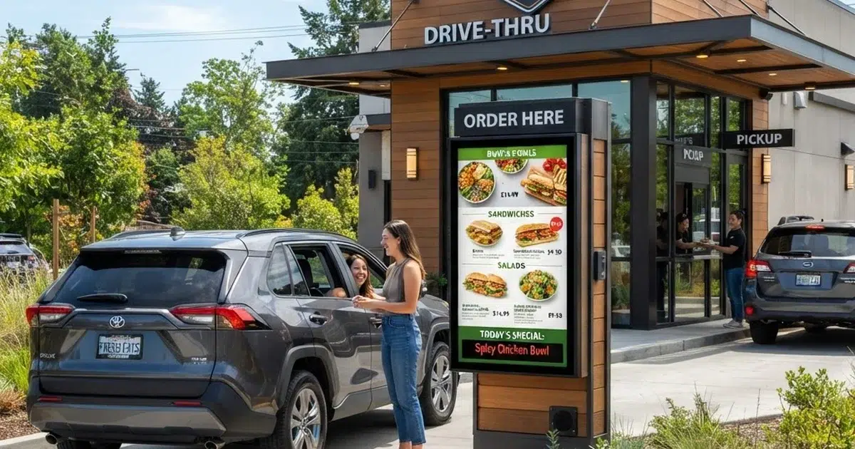 outdoor digital menu board drive-thru display screen